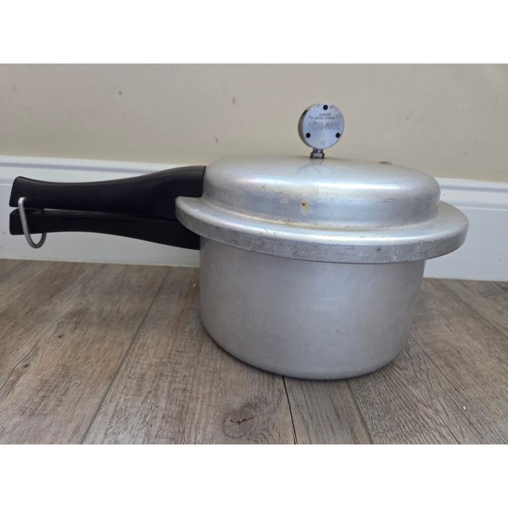 ​Vintage Mirro-Matic 4 Qt Pressure Pan 394M Complete w/ Weight Rack & Manual